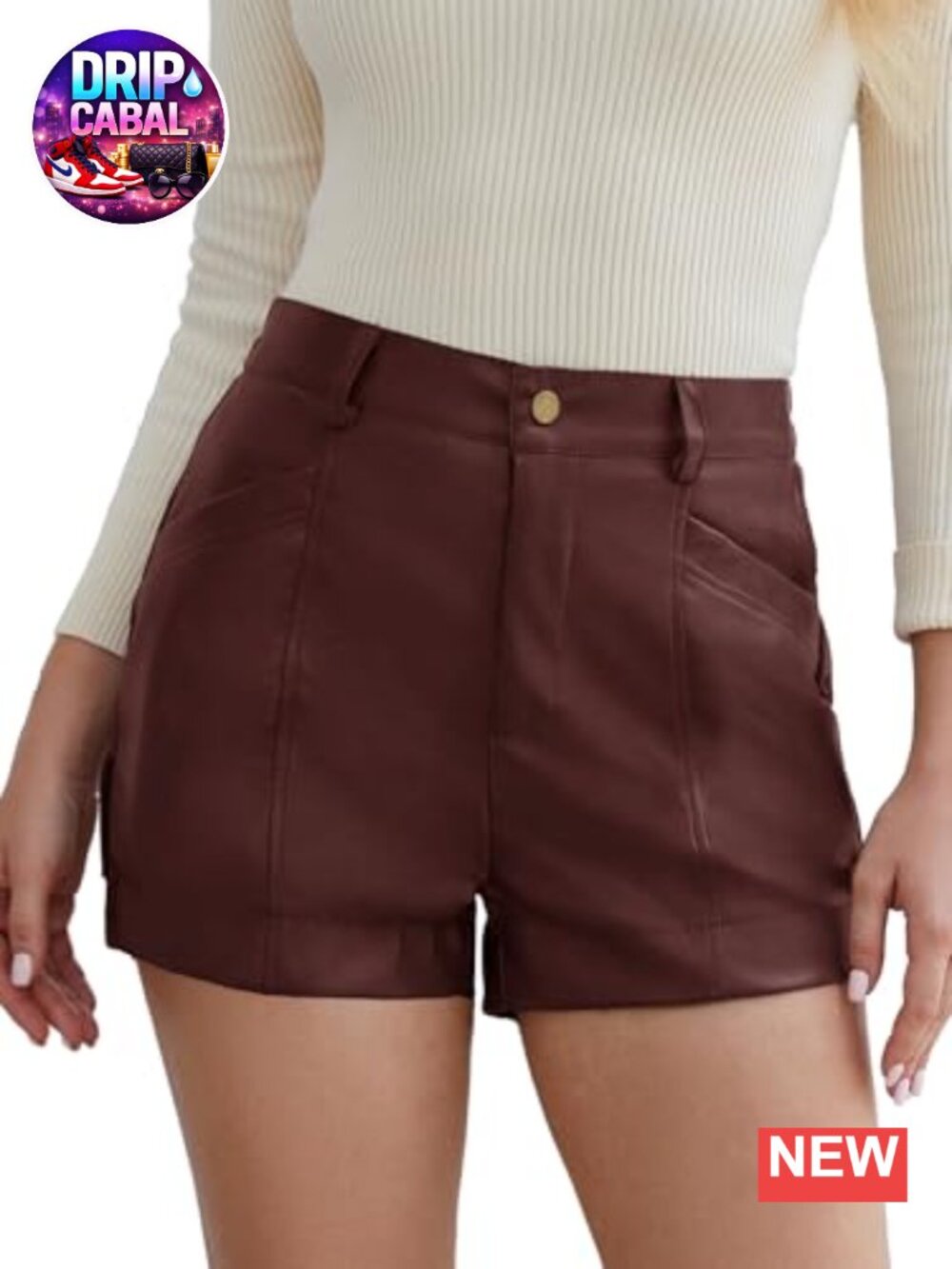 Stretchy Faux Leather High Waisted Shorts for Women Dressy Casual